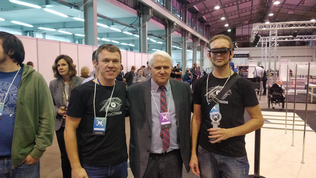 Alexander Kaplan (center), head of the Laboratory for Neurophysiology and Neuro-Computer Interfaces in Moscow, with Igor and Vadim (Neurothlon 2018).