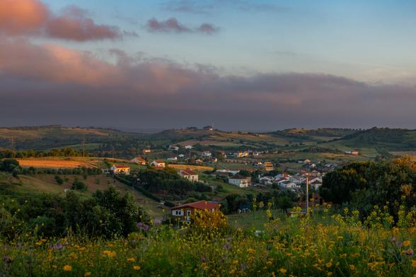 looking out over our little village of Maçussa at sunrise this morning