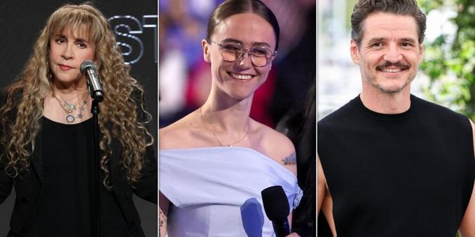 Stevie Nicks (left), Ella Emhoff (center) and Pedro Pascal (right) are among over 250 public figures who signed a statement in support of Planned Parenthood amid conservative attacks on reproductive health.