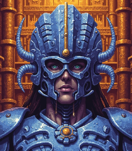 (A.I. generated) a woman in blue armor