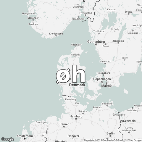 Map of Denmark overlaid with "øh".