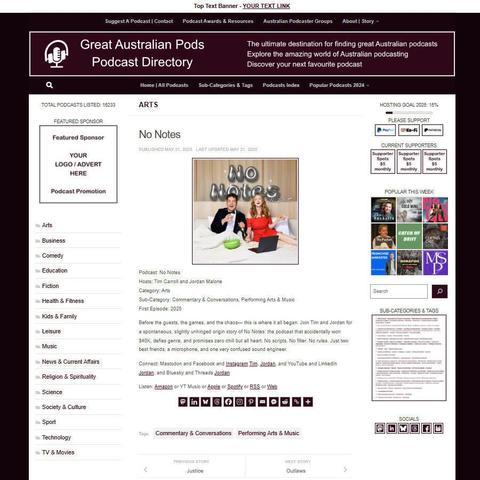 No Notes
Screenshot of the podcast listing on the Great Australian Pods website