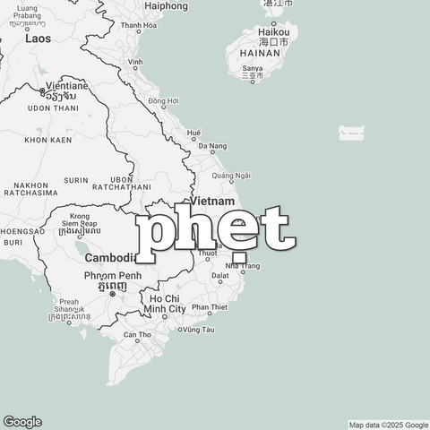 Map of Vietnam overlaid with "phẹt".