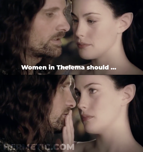 Meme format of Arwen and Aragorn, where first frame is Aragorn speaking and second frame is Arwen holding her had to Aragorn's mouth. Text is in OP.