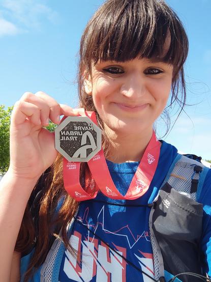 Selfie avec la médaille a l'arrivée