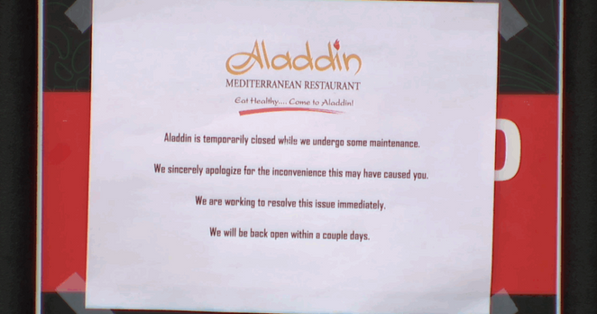 Up to 37 Salmonella cases linked to Aladdin Mediterranean Café