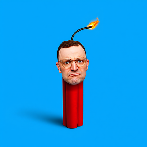!B Jens Spahn als Dynamitstange