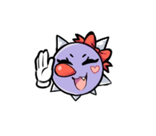 Zelda, a spike ball girl, waving.