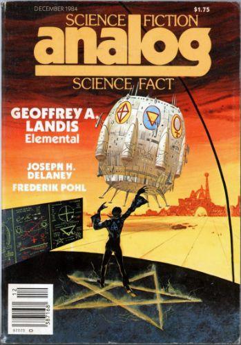 Cover for Analog. Man on the outline of a star looks at a spaceship that seems to be about to land? There's also a distant ruin or city.
