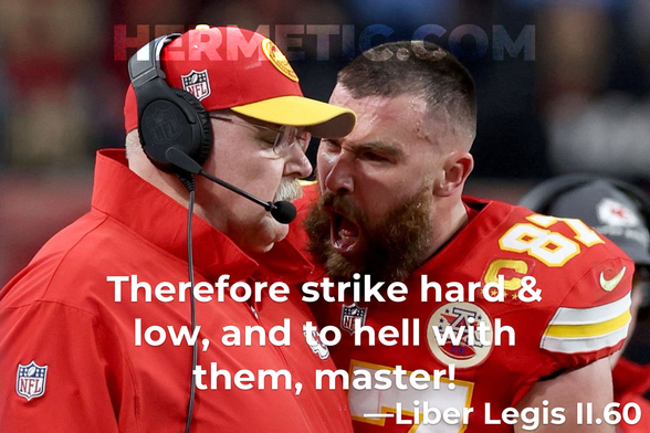 Image from a Superb Owl game with Travis Kelce screaming at his coach. Text is in post.