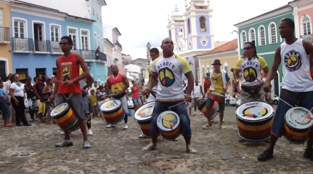 Olodum playing in the streets