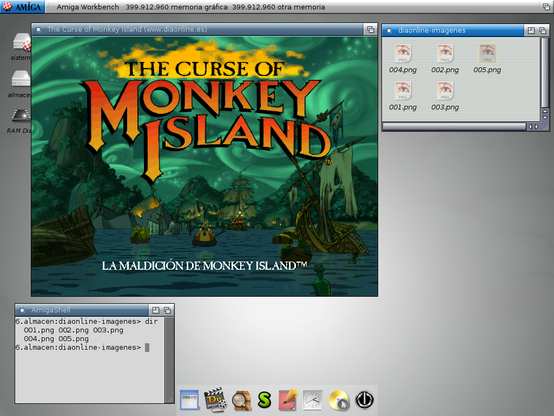 el juego en un ordenador con placa sam440 PPC con 512Mb de RAM. Sobre Scummvm en el sistema operativo AmigaOS 4.1