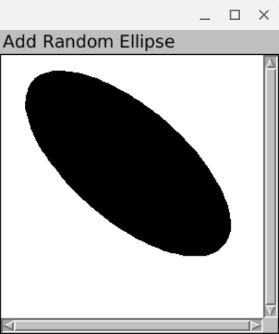 A common lisp interface integer manager minimal window, a menu button "Add Random Ellipse" and a large +black+ ink ellipse (random, presumably)