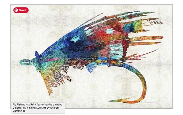 Colorful vintage fly fishing lure by artist Sharon Cummings.