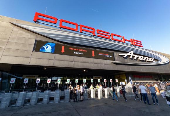The outside of the Porsche Arena in Stuttgart ahead of Steven Wilson playing “The Overview”.