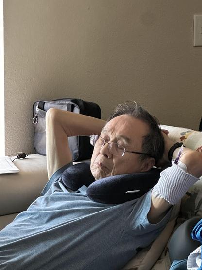 Sleeping away until October. My dad had another infection in his back and the doctor said he needs IV antibiotics for six weeks. So he’s got the special IV on his left arm.