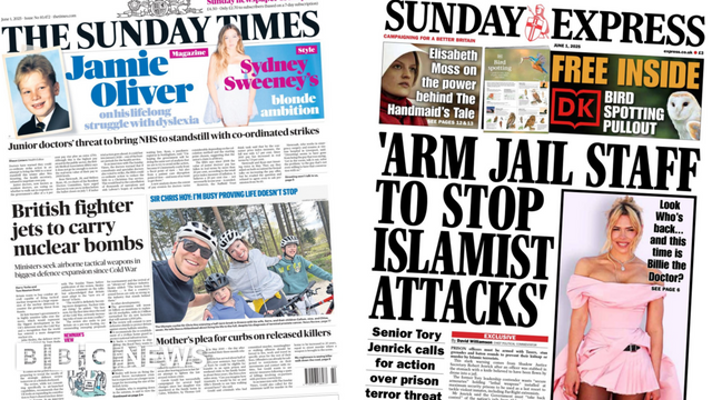 'Jets to carry nuclear bombs' and 'Look Who's back'