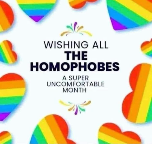 Wishing all the homophobes a super uncomfortable month.