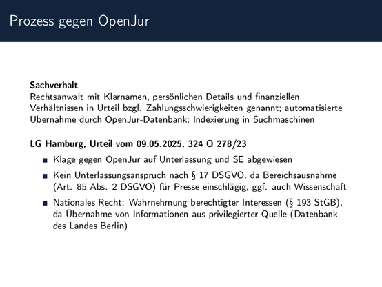 Slides des Vortrags Legal Data Engineering