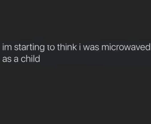 I'm starting to think I was microwaved as a child