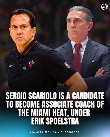 According to @Eurohoopsnet, Sergio Scariolo, the national team head coach for Spain, is a candidate to become an assistant under Erik Spoelstra for the Heat. He is a 2-time EuroCup champ and was an assistant in 2019 when Toronto won the NBA title.