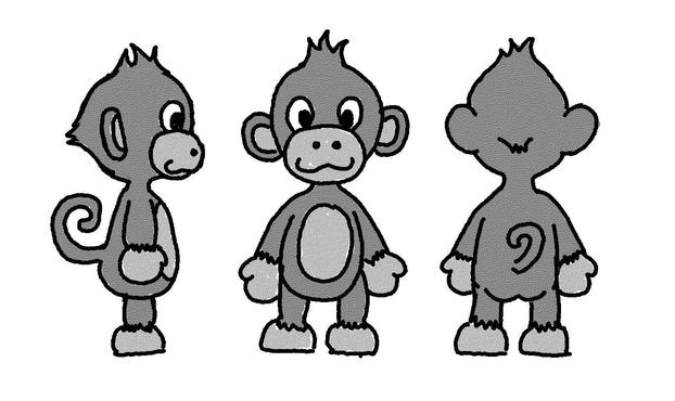 A drawing of a monkey, the main character of the prototype