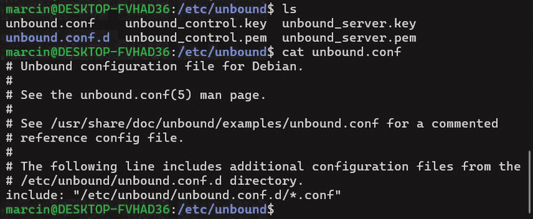 screenshot: The unbound.conf file offers a central point for configuring Unbound.