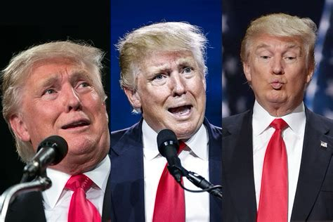 Three pictures of a silly looking Donald Trump.