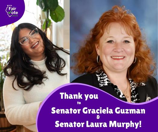 Pictures of Senator Graciela Guzman and Senator Laura Murphy alongside text that reads "Thank you to Senator Graciela Guzman & Senator Laura Murphy!"