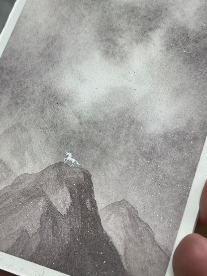 close up showing the sparkling pigment on the painting