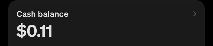 Cash App balance of 11 cents