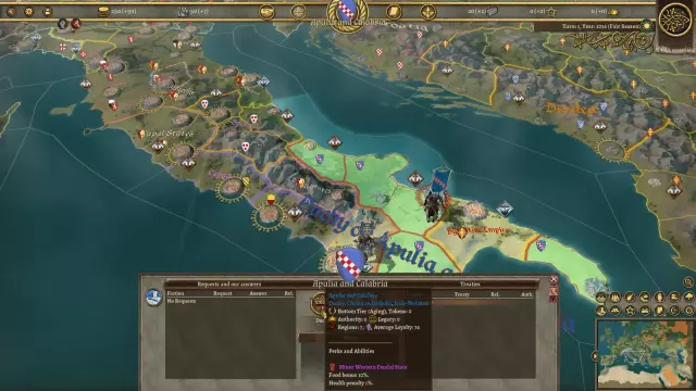 Map of medieval Italy from Field of Glory: Kingdoms