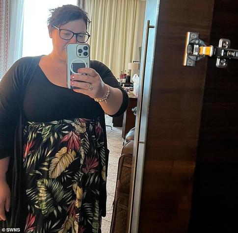 Emma says the turning point for her was seeing photos of herself on holiday weighing in at nearly 18st. She is pictured before her weight loss