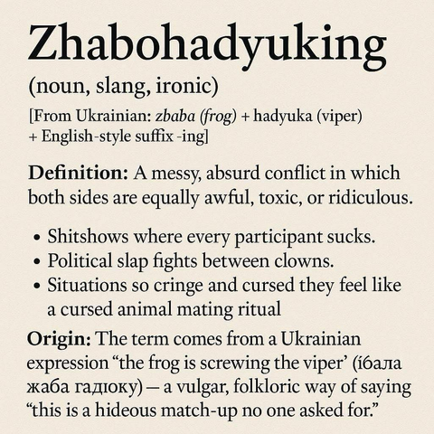 Définition en anglais du mot ukrainien Zhabohaduyking (bagarre entre deux cretins)