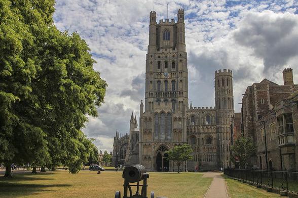 The medieval Ely cathedral in the East Anglian city of Ely, Cambridgeshire, UK, also known as the Ship of the Fens.