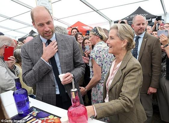The Prince of Wales lived up to his reputation as 'One Pint Willy' when he recoiled while sampling local Cornish gin with the Duchess of Edinburgh at the Royal Cornwall Show today