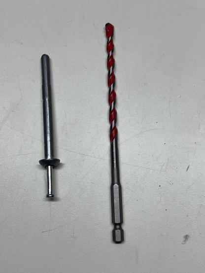 Concrete anchor and 1/4” carbide drill for concrete application.