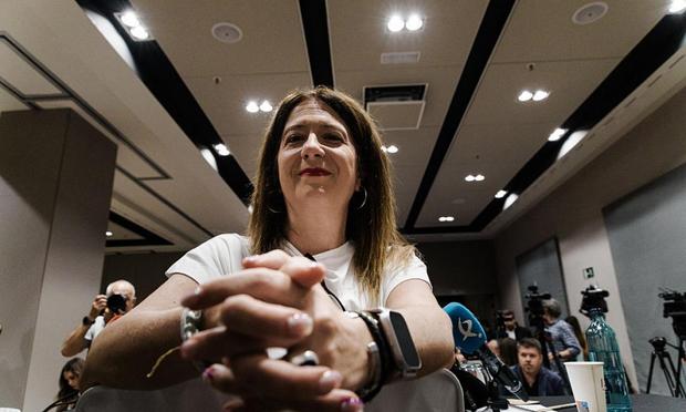 Leire Díez, en la rueda de prensa de este miércoles. (Carlos Lujan/Europa Press via Getty Images)