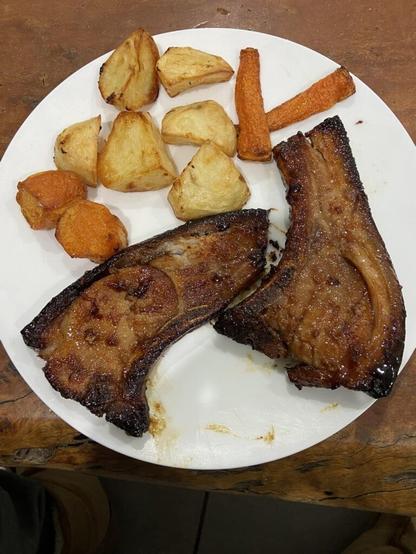 Plumb pork chops. Saturday night in Australia.