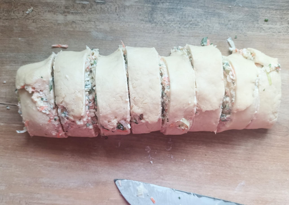 die aufgerollte Rolle mit der Füllung