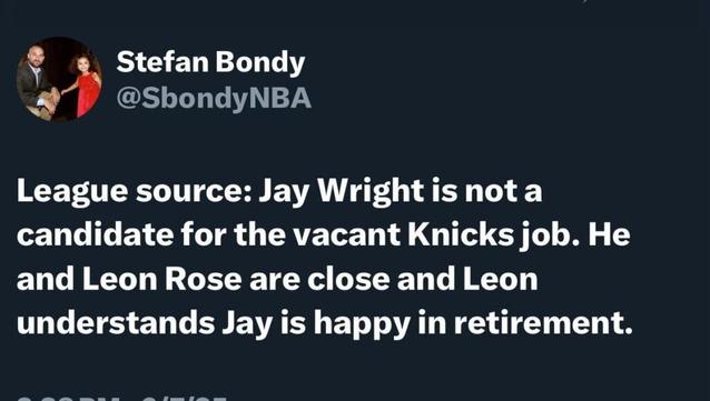 Jay Wright is not a candidate for the Knicks