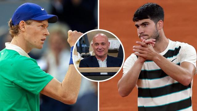 Andre Agassi predicts who will win the French Open final between Carlos Alcaraz and Jannik Sinner
