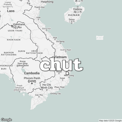 Map of Vietnam overlaid with "chụt".