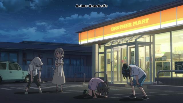 Four girls in the parking lot of a Brother Mart