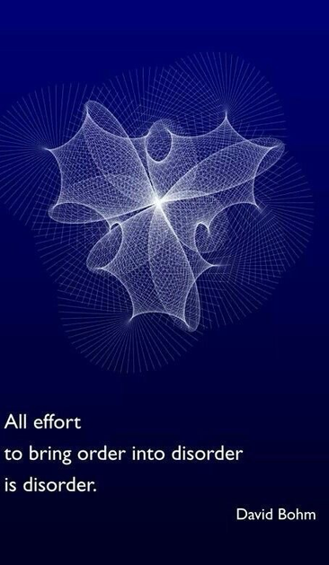 David Bohm: All effort to bring order to disorder is disorder.