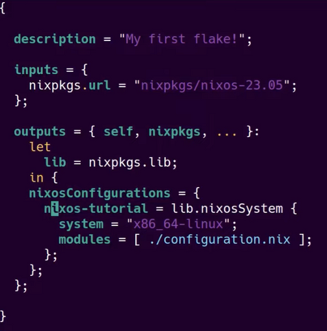 the flake.nix file in the tutorial video