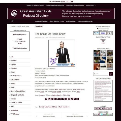 The Shake Up Radio Show
Screenshot of the podcast listing on the Great Australian Pods website