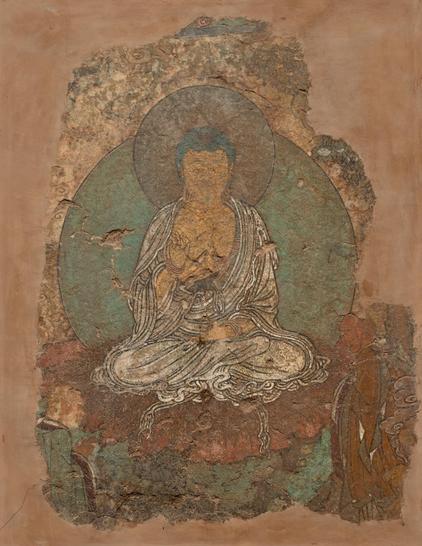 Buddha in the Preaching Attitude, fresco, 618–1279, China, Tang dynasty (618-907) - Song dynasty (960-1279). This depiction, with its serene composure and gesture of teaching, reflects the central role of equanimity (upekkhā) in Buddhist thought. The calm expression and poised posture visually embody the inner balance and clarity that characterize the awakened mind, free from attachment and aversion. Source: The Cleveland Museum of Artꜛ (license: public domain)