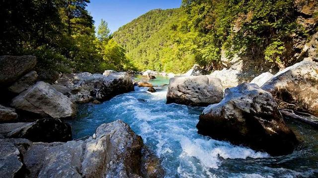 Fast mountain stream.