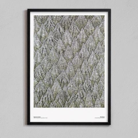 Framed poster of abstract ink drawing